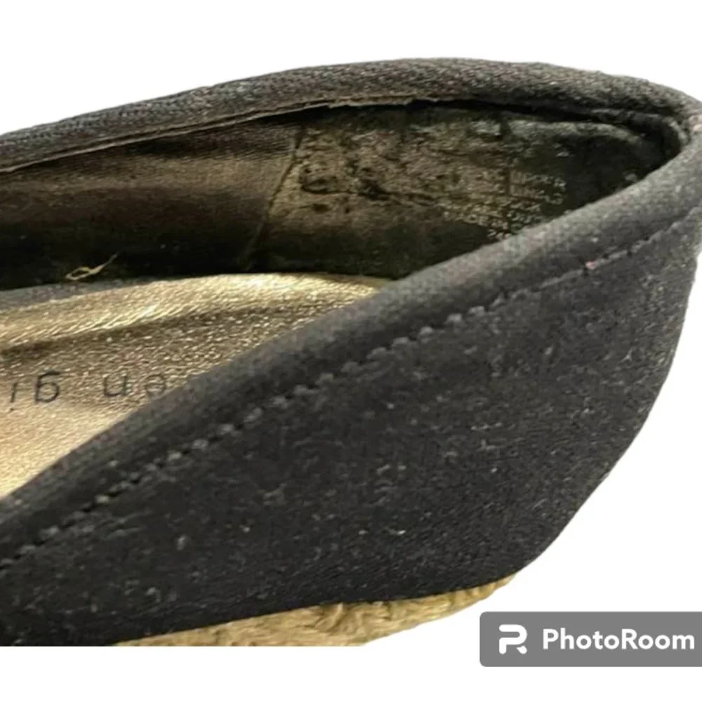 Madden Girl Wedges Black Chunky Shoes Espadrilles - Fabric Material - size 8.5